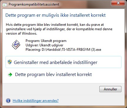 Deaktivere Windows 7 program fejlmeddelelse