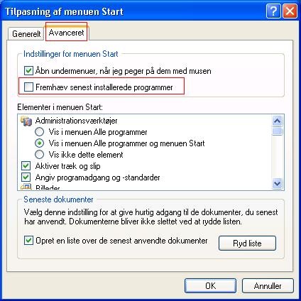 Vis ikke nye programmer installeret i Windows